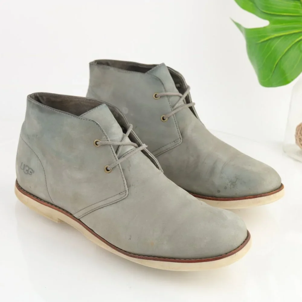 UGG Mens Harren Steifel Chukka Boot Size 12 Gray Suede Lace Up Desert Casual